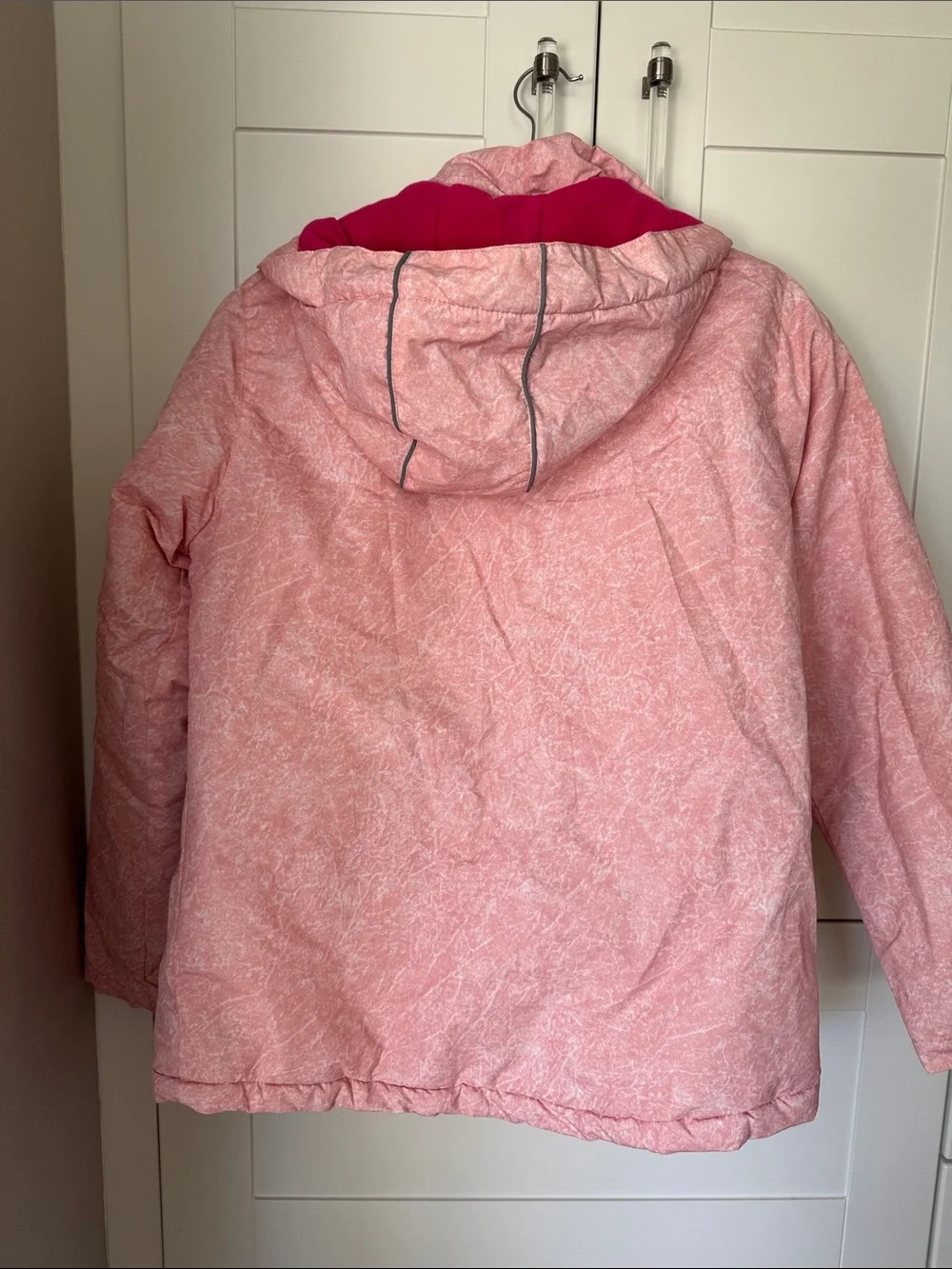 Girls' Pink Hooded Puffer Jacket with Fleece Lining